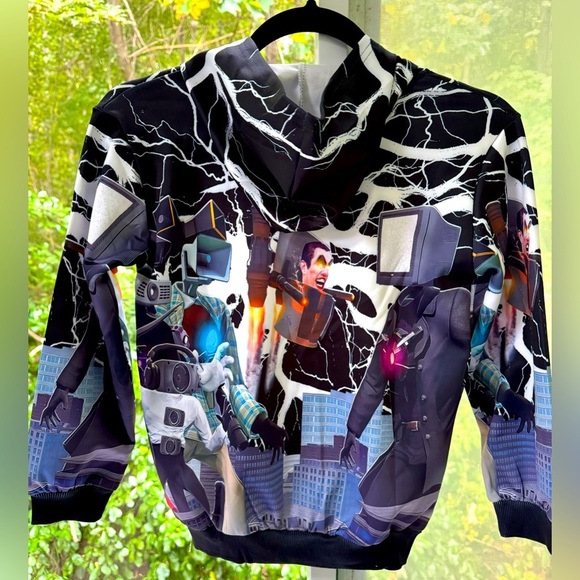 NWT Thombase Toilet Boys Titan Speaker Man kids hoodie w/pockets and zip front. - Picture 5 of 8